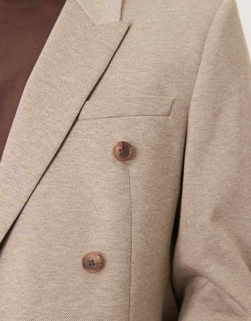 ASOS DESIGN - Giacca da abito vestibilità classica doppiopetto in twill beige, 4 di 5