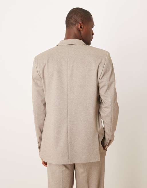 ASOS DESIGN - Giacca da abito vestibilità classica doppiopetto in twill beige, 5 di 5