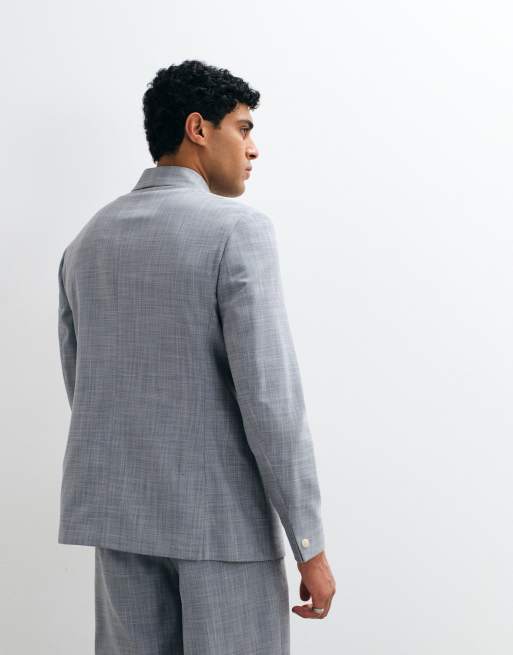 ASOS DESIGN - Giacca da abito vestibilità classica effetto lino grigia, 3 di 5