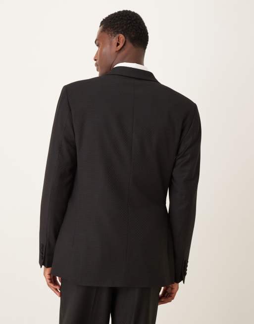 ASOS DESIGN - Giacca da abito vestibilità classica nera a scacchi con allacciatura avvolgente, 3 di 5