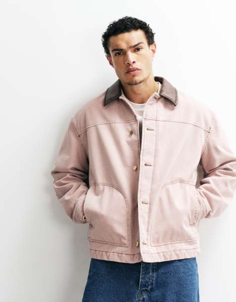 ASOS DESIGN - Giacca da lavoro rosa slavato con colletto a contrasto - view 1