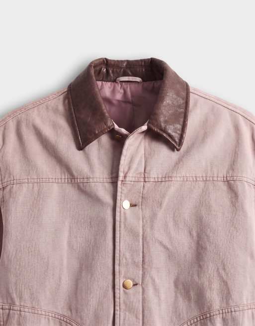 ASOS DESIGN - Giacca da lavoro rosa slavato con colletto a contrasto, 8 di 9