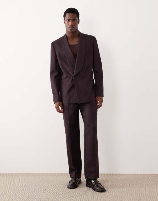 ASOS DESIGN - Giacca da smoking vestibilità classica in twill bordeaux a contrasto, 2 di 5
