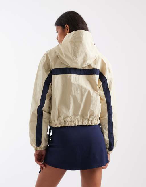 ASOS DESIGN giacca da tuta color block con cappuccio in stone e navy, 3 di 4