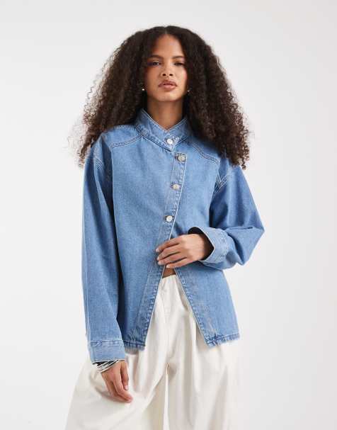 ASOS DESIGN - Giacca di jeans a portafoglio blu medio - view 1