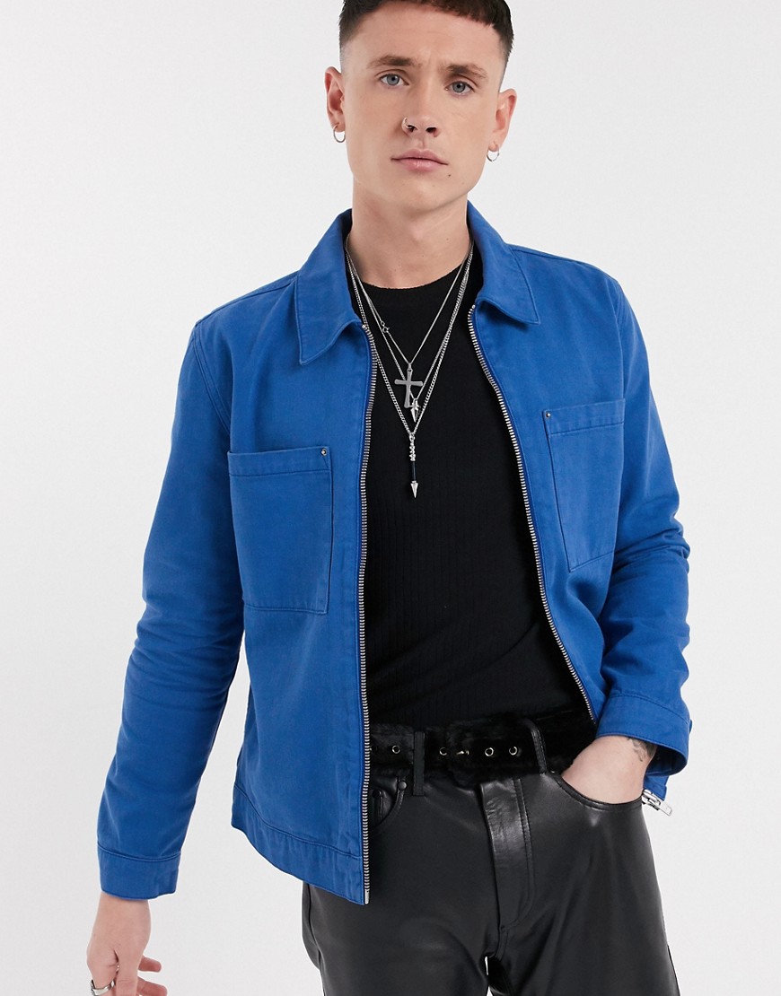 ASOS DESIGN - Giacca di jeans blu cobalto con zip