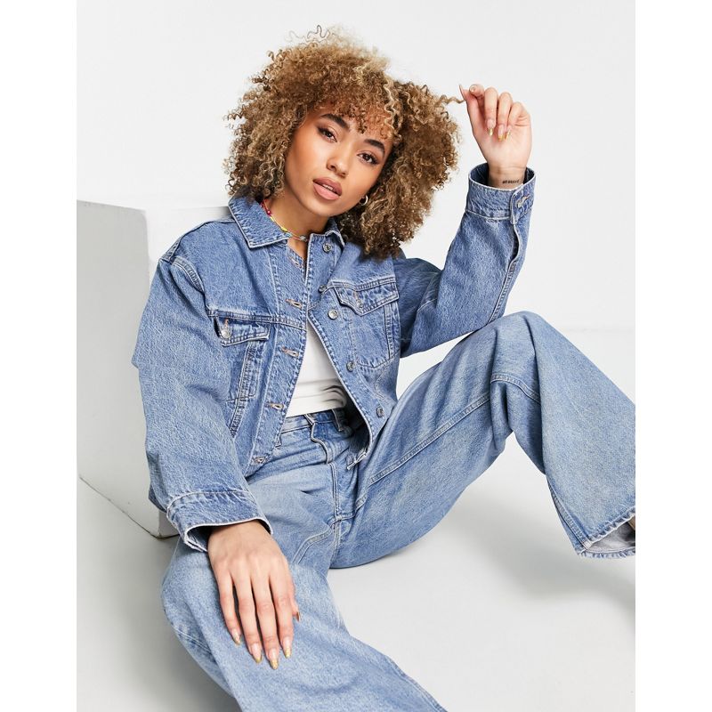Donna 2LRXV DESIGN - Giacca di jeans in tessuto organico lavaggio medio intenso stile anni '90