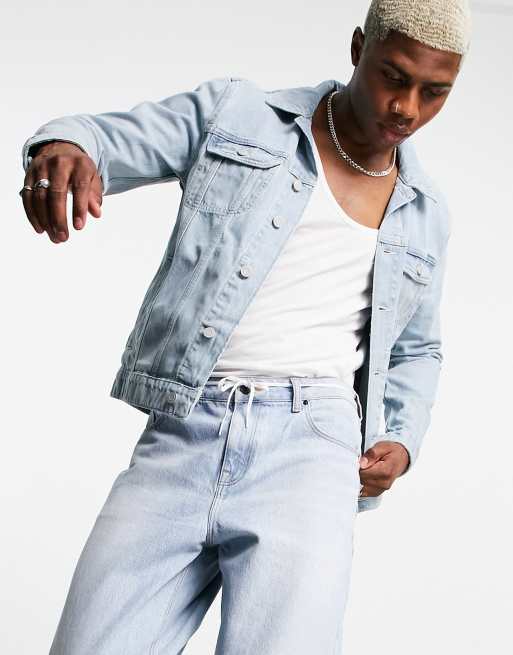 ASOS DESIGN - Giacca di jeans lavaggio chiaro vestibilità classica
