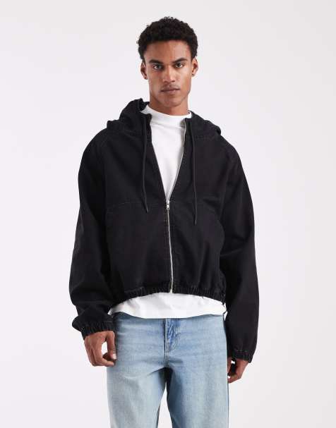 ASOS DESIGN - Giacca di jeans nero slavato con cappuccio - view 1