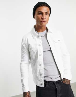Giacca di jeans skinny stile western bianca Asos Uomo Abbigliamento Cappotti e giubbotti Giacche Giacche di jeans 