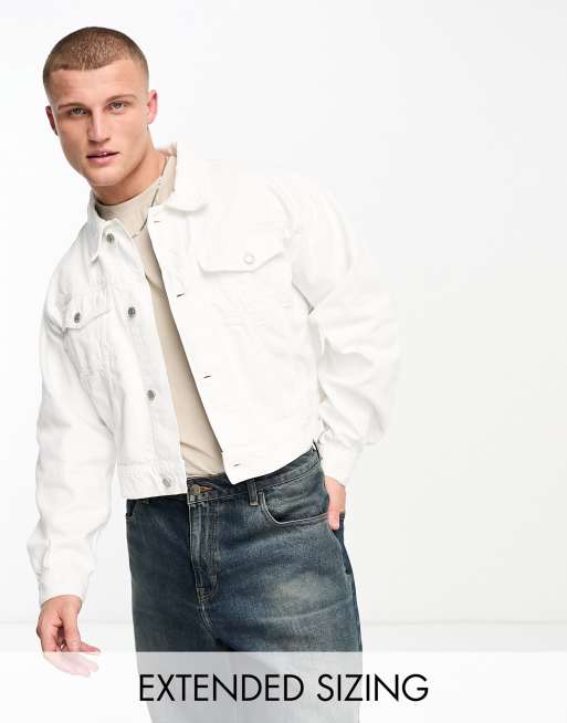 ASOS DESIGN - Giacca di jeans taglio corto bianca