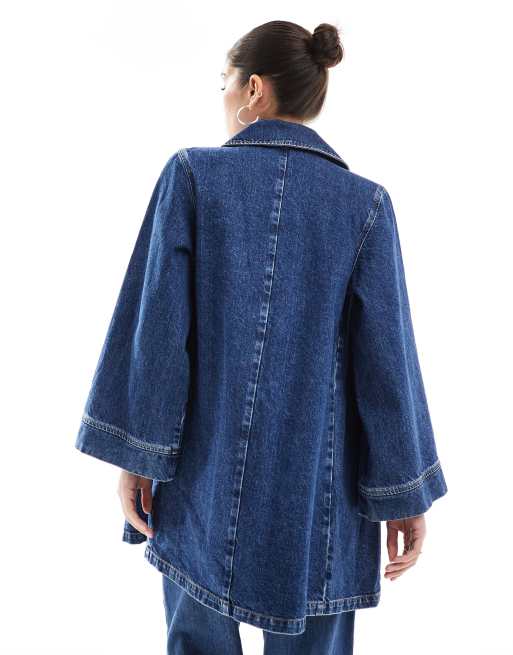 ASOS DESIGN Giacca di jeans taglio lungo color indaco