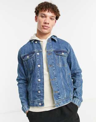 Giacca di jeans vestibilità classica lavaggio medio Asos Uomo Abbigliamento Cappotti e giubbotti Giacche Giacche di jeans 