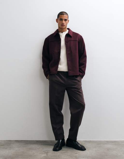 ASOS DESIGN giacca effetto lana bordeaux, 3 di 5