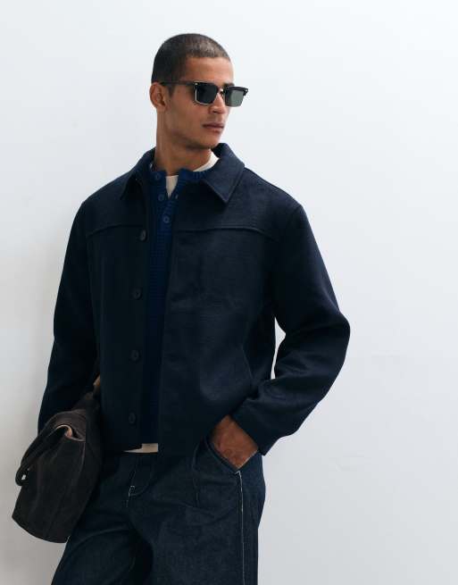 ASOS DESIGN giacca effetto lana navy, 5 di 5