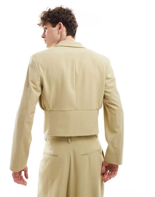 ASOS DESIGN Giacca elegante corta color pietra in coordinato ASOS