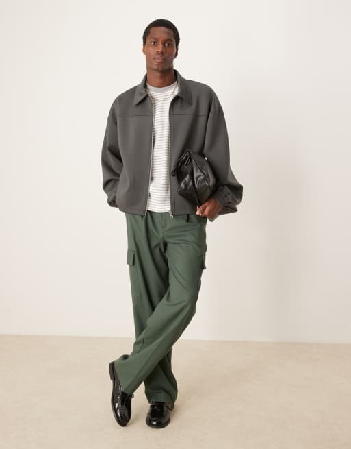 ASOS DESIGN - Giacca grigia in tessuto scuba