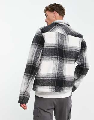 Giacca harrington bianca e nera a quadri effetto lana-Multicolore - ASOS DESIGN Camicia donna  - immagine1