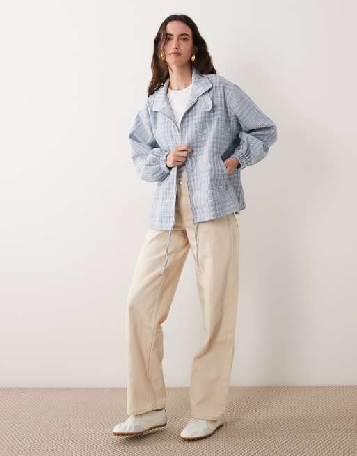 ASOS DESIGN giacca harrington casual a quadri blu, 2 di 4