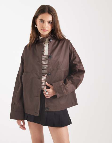 ASOS DESIGN - Giacca harrington color cioccolato cerata - view 1