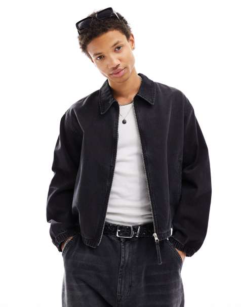 ASOS DESIGN - Giacca harrington corta in denim blu lavaggio tinto - view 1