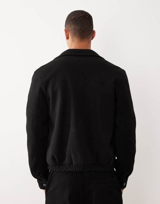 ASOS DESIGN - Giacca harrington effetto lana nera , 3 di 5