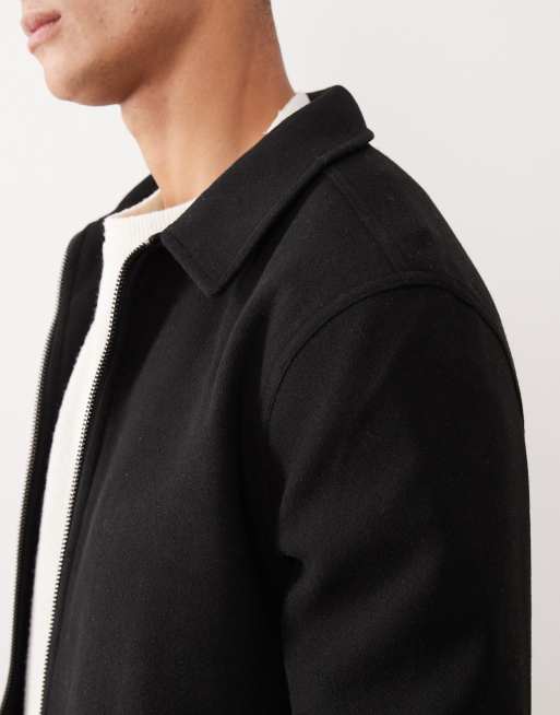 ASOS DESIGN - Giacca harrington effetto lana nera , 5 di 5
