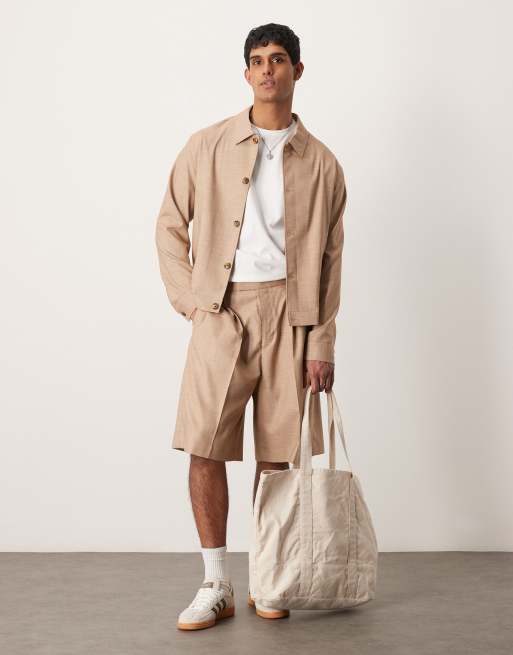 ASOS DESIGN - Giacca harrington elegante testurizzata color cammello con bottoni in coordinato, 2 di 4