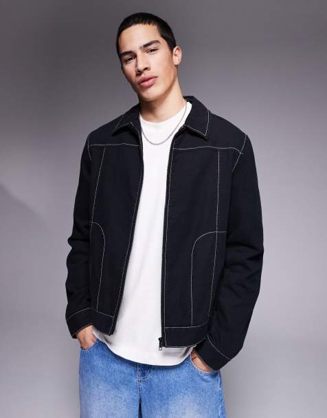 ASOS DESIGN - Giacca harrington in cotone color nero slavato - view 1