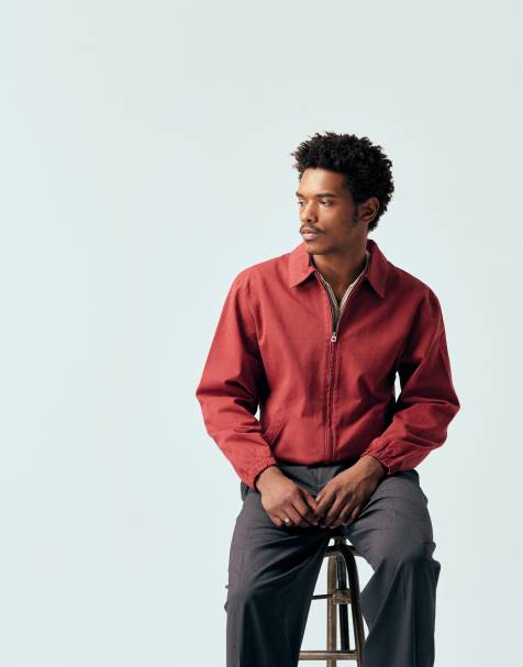 ASOS DESIGN - Giacca harrington in cotone rosso scuro - view 1