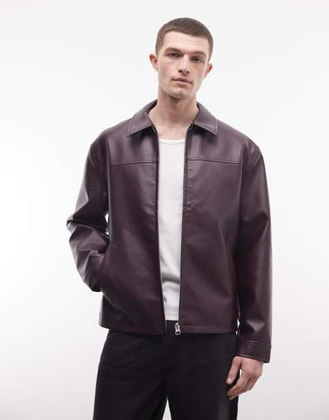 ASOS DESIGN - Giacca harrington in pelle sintetica bordeaux - view 1