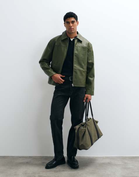 ASOS DESIGN - Giacca harrington in pelle sintetica kaki - view 1