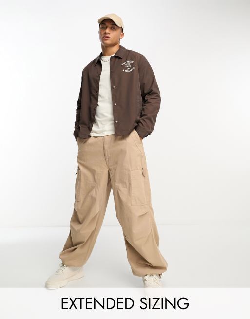 ASOS DESIGN - Giacca harrington marrone con stampa college