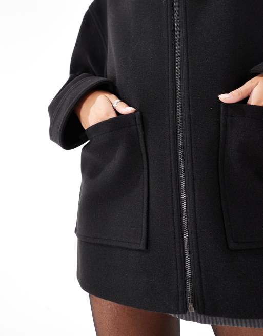 ASOS DESIGN - Giacca harrington nera con colletto a punta, 3 di 4