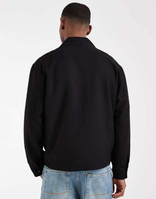 ASOS DESIGN - Giacca harrington nera testurizzata, 5 di 5