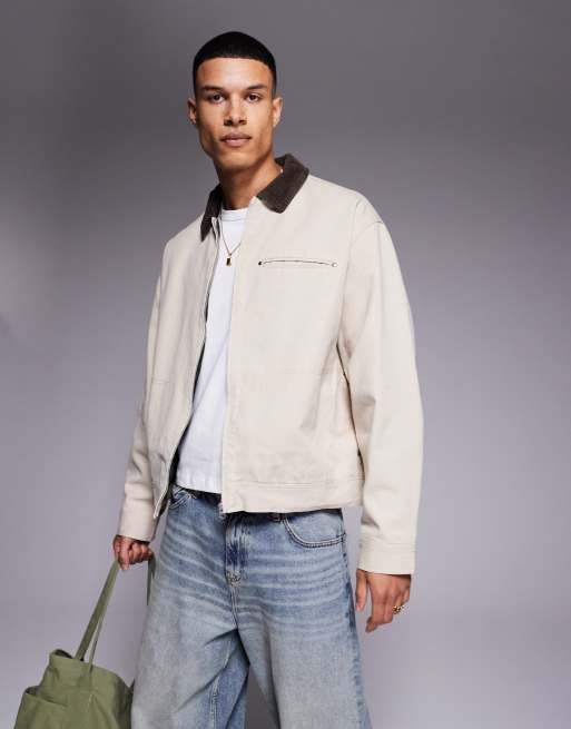 ASOS DESIGN - Giacca harrington oversize color pietra slavato