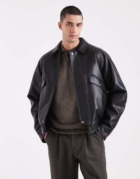 ASOS DESIGN - Giacca harrington vestibilità comoda in pelle sintetica nera - view 1