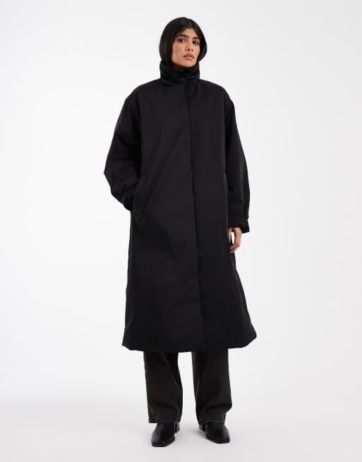 ASOS DESIGN - Giacca imbottita taglio lungo nera liscia, 4 di 4