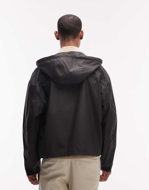 ASOS DESIGN giacca impermeabile con cappuccio stormMAX™ nera, 3 di 5