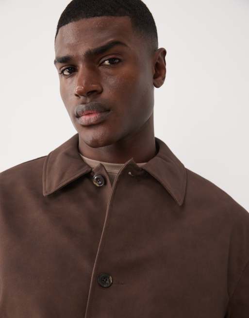 ASOS DESIGN - Giacca in camoscio sintetico marrone, 3 di 5