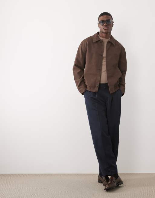 ASOS DESIGN - Giacca in camoscio sintetico marrone, 4 di 5