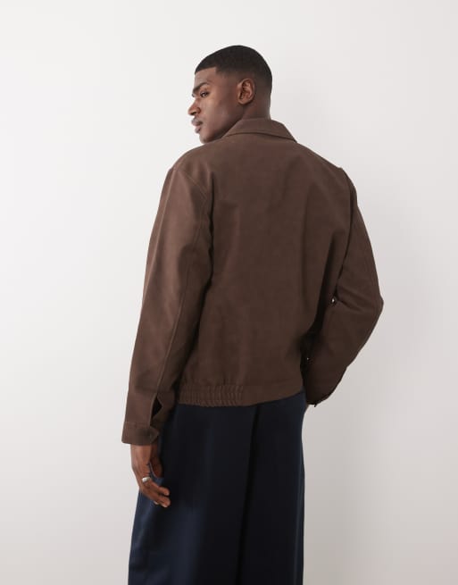 ASOS DESIGN - Giacca in camoscio sintetico marrone, 5 di 5