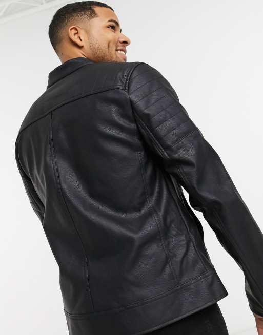 ASOS DESIGN - Giacca in pelle sintetica con trapuntatura nera, 2 di 4