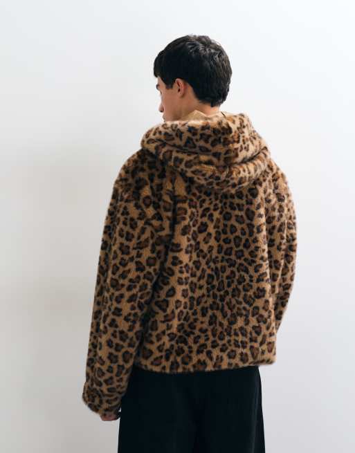 ASOS DESIGN giacca in pelliccia sintetica a pois marrone, 5 di 5