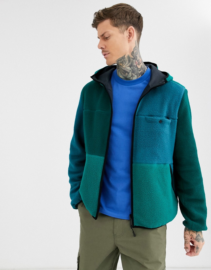 ASOS DESIGN - Giacca in pile double-face color block-Verde