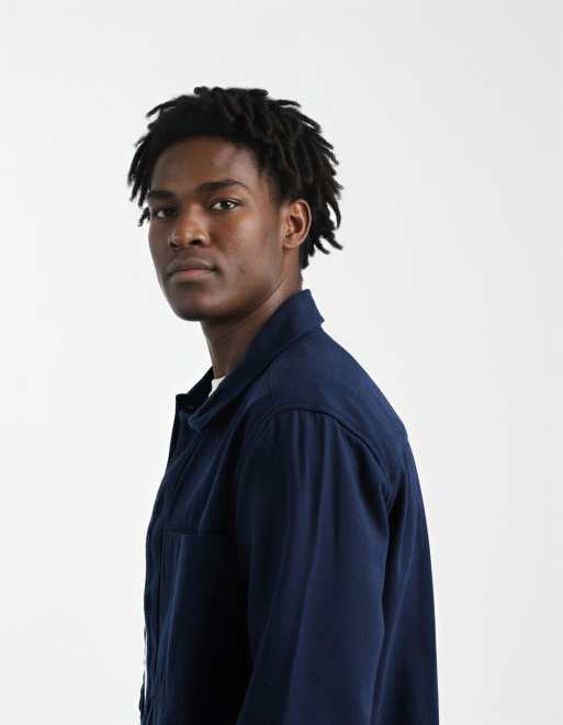 ASOS DESIGN - Giacca in twill di cotone pesante blu navy, 4 di 5