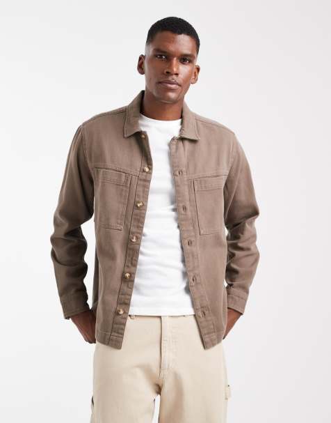 ASOS DESIGN - Giacca in twill di cotone pesante marrone - view 1