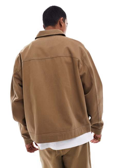ASOS DESIGN - Giacca marrone slavata oversize in coordinato, 4 di 4