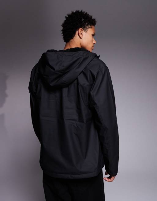 ASOS DESIGN - Giacca nera gommata con fodera in pile borg , 3 di 5