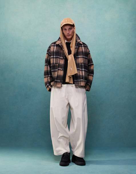 ASOS DESIGN - Giacca oversize effetto lana marrone a quadri - view 1